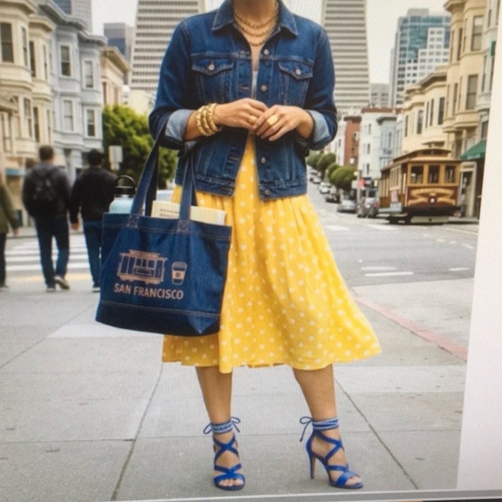 MONTE/“SPRITZER BIAS”SUNFLOWER YELLOW & WHITE POLKA DOT MIDI SKIRT/ NWT